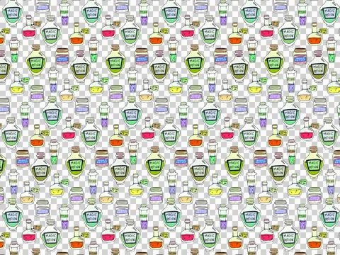 Full frame shot of magic potions in jars Illustrazione stock