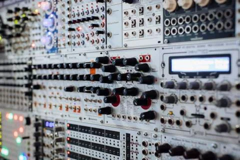 Full frame shot of modular set up at recording studio 写真素材