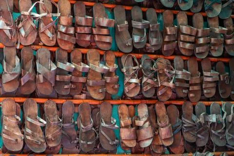 Full Frame Shot Of Multi Colored Sandals Stock Photos