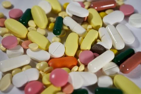 Full Frame Shot Of Multi Colored Pills Stock Photos