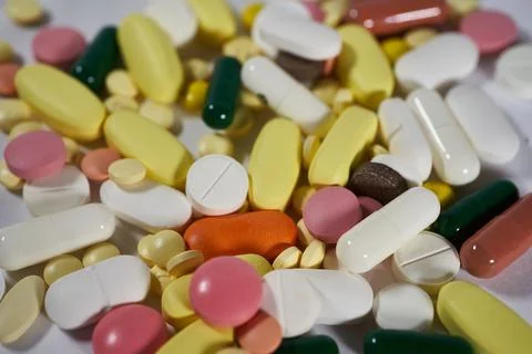 Full Frame Shot Of Multi Colored Pills Stock-Fotos