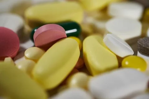 Full Frame Shot Of Multi Colored Pills Stock Photos