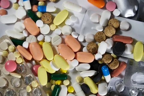 Full Frame Shot Of Multi Colored Pills Stock Photos