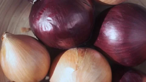Full Frame Shot Of Purple end wite Onions. Rotation Stock Footage 151495279