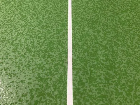 Full frame shot of raindrops all over the outdoor green tennis court Stock Photos