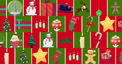 Full frame shot of red and green checked pattern background with christmas 스톡 일러스트