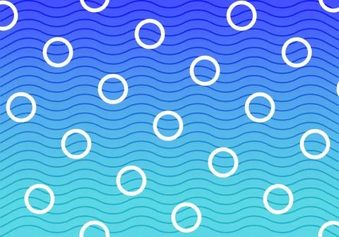 Full frame shot of white circles and wave patterns against blue background, copy Stock Illustration