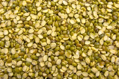 Full-Frame Split Mung Beans (Green Gram) Top View Close-Up Texture Stock Photos