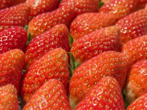 Full Frame of Texture, close up of strawberries Stock-Fotos
