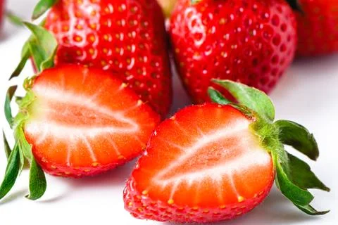 Full Frame of Texture, close up of strawberrys Stock Photos