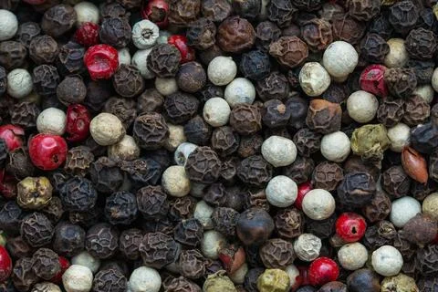 Full frame texture of mixed peppercorns background Stock Photos