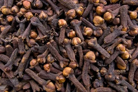 Full Frame View of Aromatic Cloves in Rich Brown Tones Stock Photos