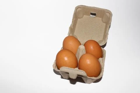 Full Fresh Egg in Egg tray Close-up in White background. Stock Photos
