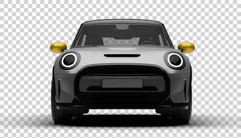 Full front render view of gray Mini Cooper SE Electric 2025 with transparen.. Stock Illustration