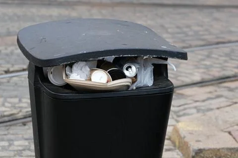 A full garbage can Stock Photos