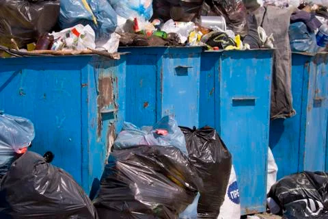 Full garbage containers Stock Photos