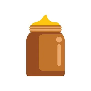 Full glass jar with screw cap containing peanut butter Stock Illustration