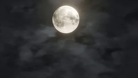 Full glowing yellow moon with clouds in windy night Stock Footage 116551296