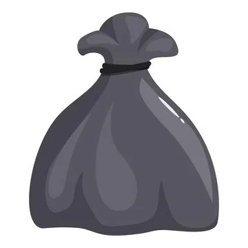 Full gray garbage bag tied with string on white background Stock Illustration
