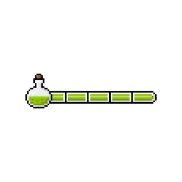 Full green line progress bar game menu vial pixel art, vector retro 8 bit level Stock Illustration