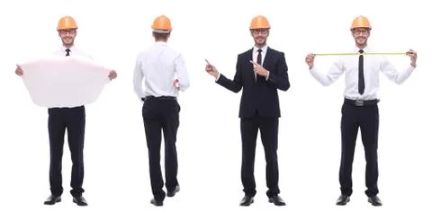In full growth .competent engineer architect isolated on white Stock Photos