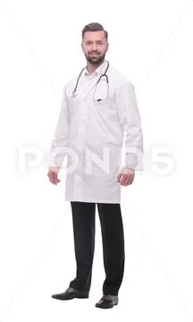 In full growth. medical professional with stethoscope Stock Photos