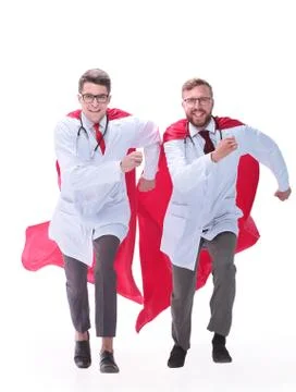 In full growth. two super doctors start together. Foto stock