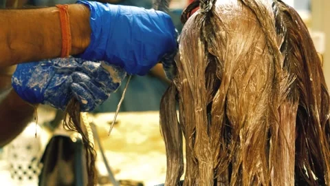 Full Hair Colouring Process with Professional Salon Stylist Stock Footage 318769400