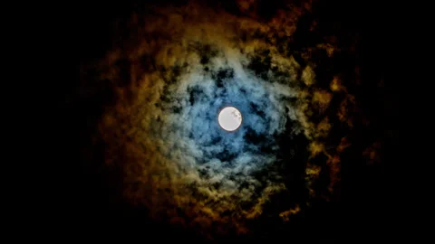 Full Harvest Super Moon with Clouds Timelapse Stock Footage 285211301