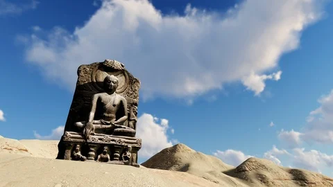 Full HD, 12 seconds Ancient Buddha Statue background video animation. Stock Footage 90947056
