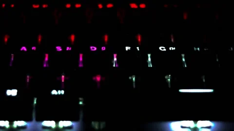 Full HD close up of rgb mechanic keyboard light running Stock Footage 158826013