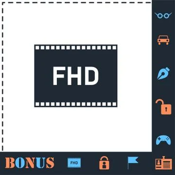 Full hd icon flat Stock Illustration