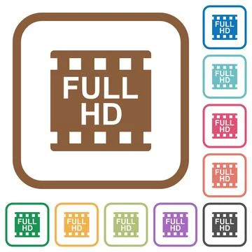 Full HD movie format simple icons Stock Illustration