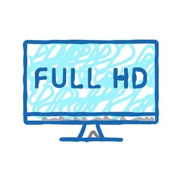 Full hd resolution computer screen icon doodle illustration Stock Illustration