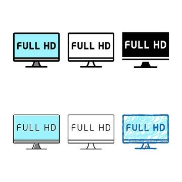 Full hd resolution computer screen color icon styles vector Stock Illustration