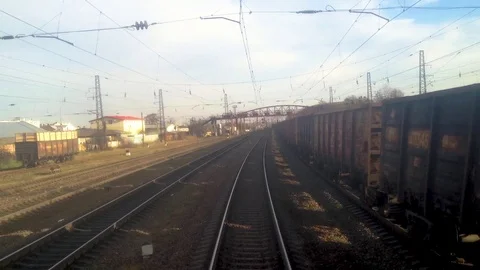 Full hd Timelapse Of Train Moving, Lviv, Ukraine Stock Footage 98147257