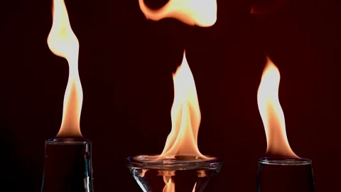 A Full HD Video of 3 bouncing flames with Ice, taken at 120FPS Slow motion Stock Footage 202623443