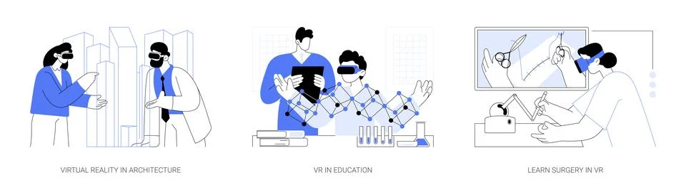 Full-immersive virtual reality abstract concept vector illustrations. 스톡 일러스트