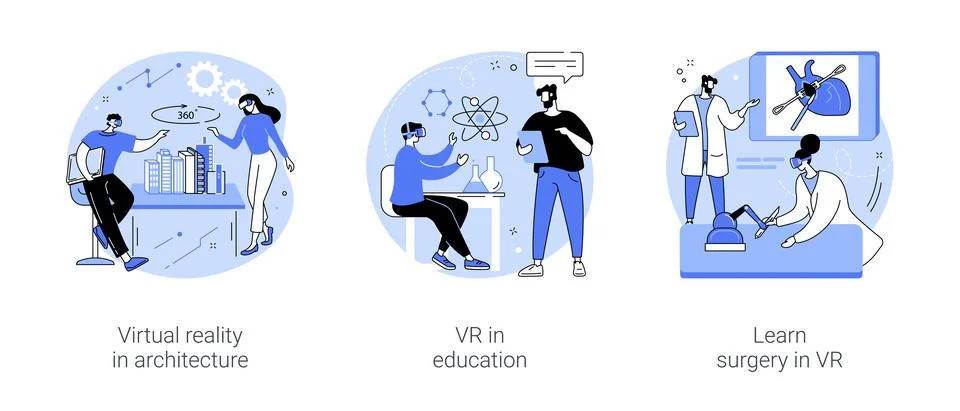 Full-immersive virtual reality isolated cartoon vector illustrations se 스톡 일러스트