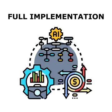 Full implementation process, artificial intelligence and business development 스톡 일러스트