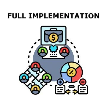 Full implementation system developing business strategy process Stock Illustration