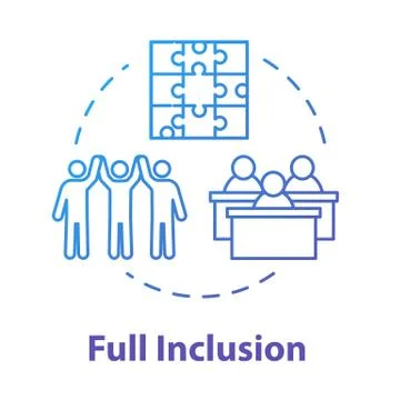 Full inclusion concept icon. Student group assistance. Diverse community Stock Illustration
