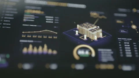 Full Infrastructure Dashboard With Isometric Data Center And Charts 4K Stock Footage 341856783