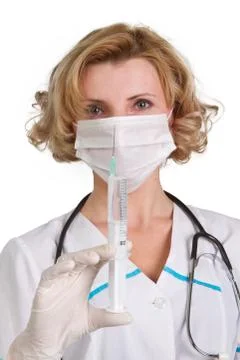 Full isolated studio picture from a young and beautiful doctor Stock Photos