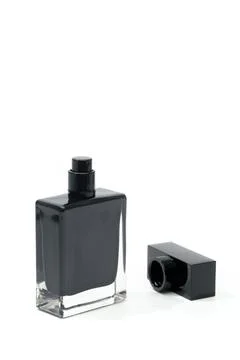 Full jar of perfume with reflection. isolated on white Stock Photos