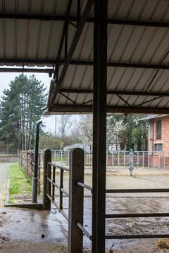 A full leaking gutter Foto stock