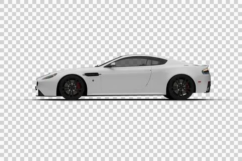 A full left-side view 3D render of the white Aston Martin V16 2016 model ca.. Stock Illustration