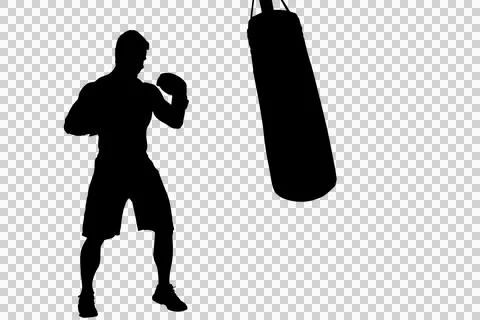 Full length boxer practising boxing Stock Illustration