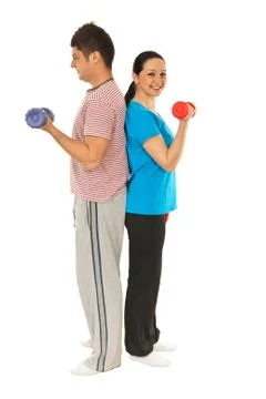 Full length of couple workout Stock Photos
