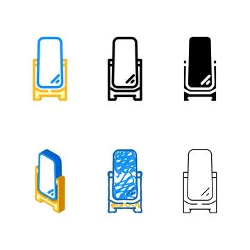 Full length designs mirror bedroom interior color icon vector Stock Illustration